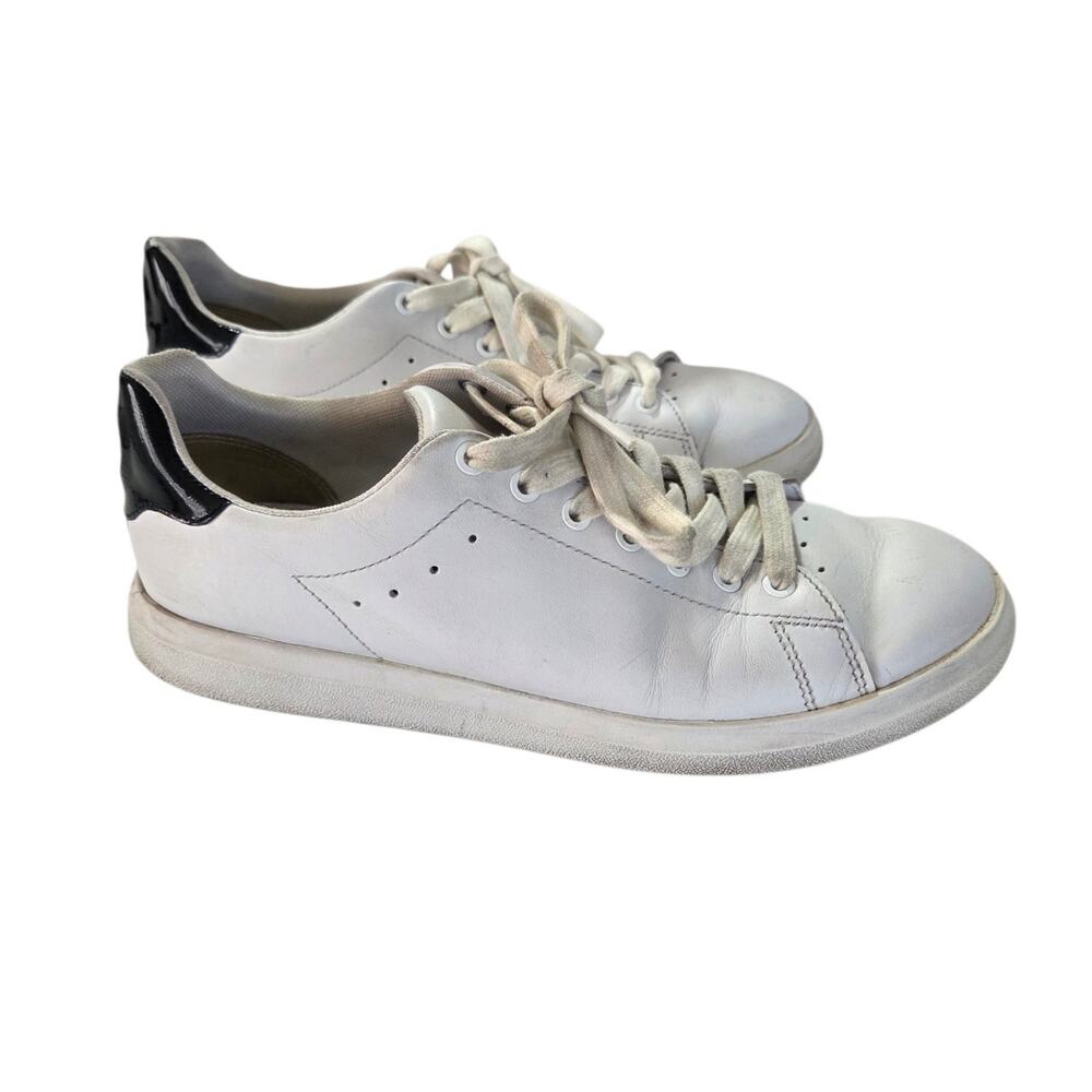 Tory Burch Howell Court Low Top Leather Sneakers Titanium White Black Sz 8